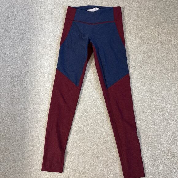 Outdoor Voices Tri-Tone Leggings Womens Small Colorblock 7/8 Navy Maroon - Picture 4 of 8